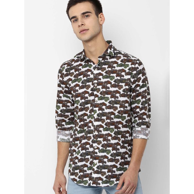 Simon Carter Blue Printed Casual Shirt (42)