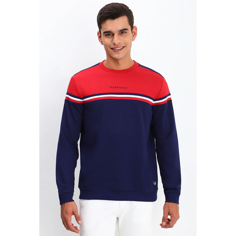 Allen Solly Men Purple Crew Neck Full Sleeves Casual Sweatshirt (S)