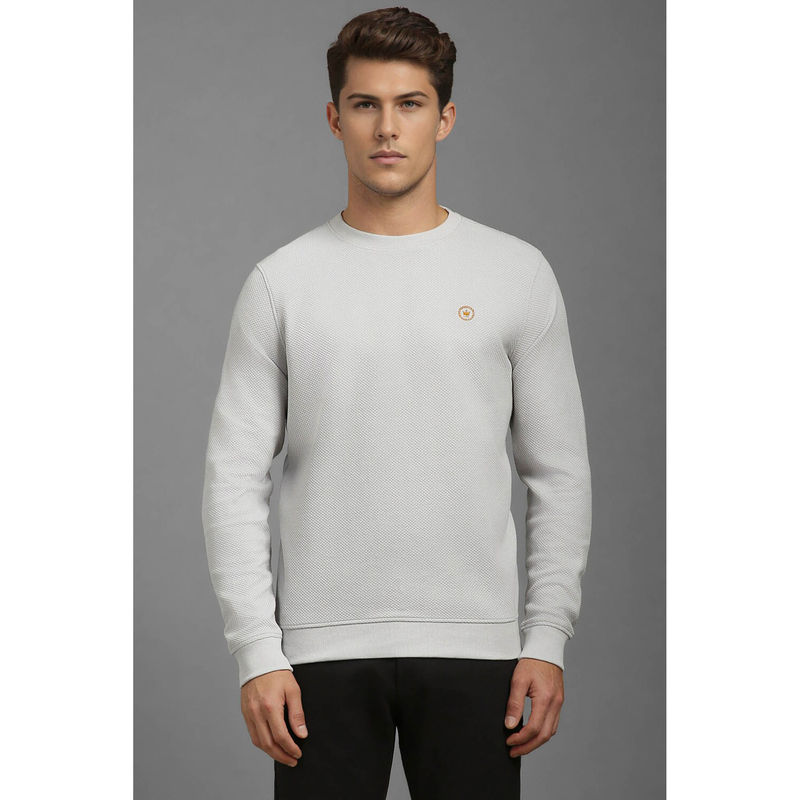 Louis Philippe Men Casual Grey Textured Sweatshirt (L)