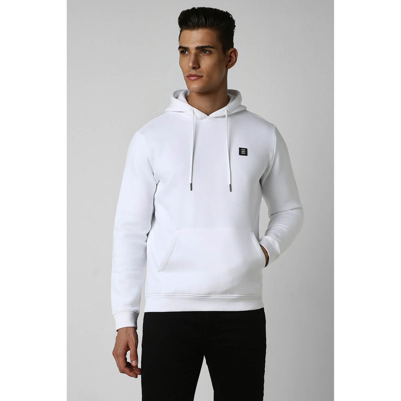 Van Heusen Men White Solid Hoodie (M)