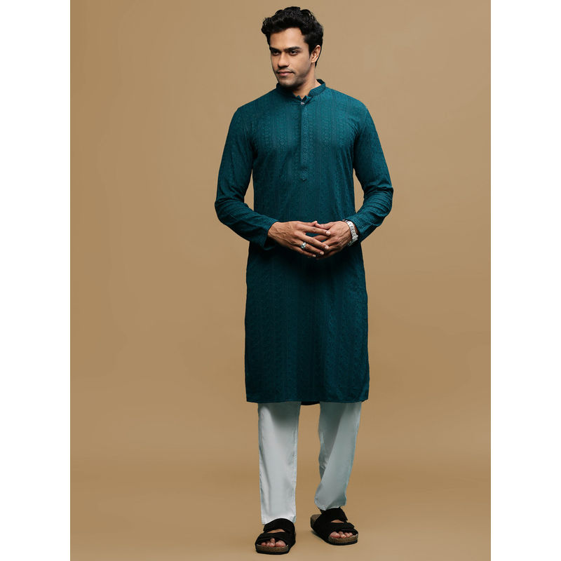 Sanwara Teal Chikankari Kurta with Salwar (Set of 2) (36) (Set of 2) (36)