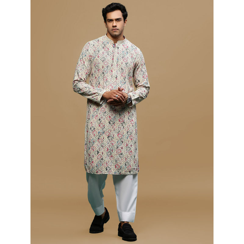 Sanwara Printed White Chikankari Kurta with Salwar (Set of 2) (44) (Set of 2) (44)