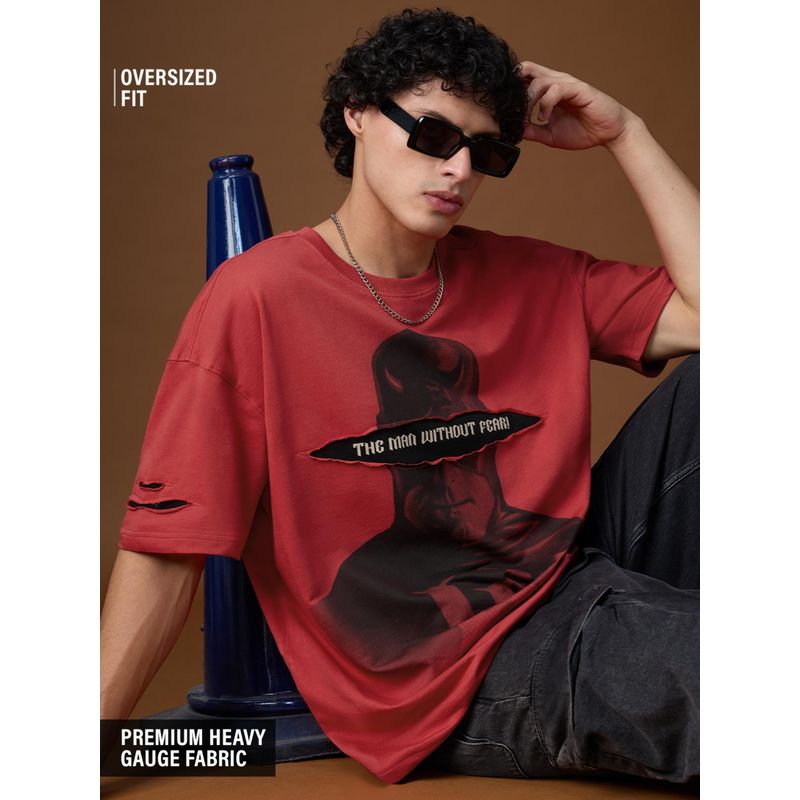 The Souled Store Originals Daredevil: No Fear Men Oversized T-Shirt (L)