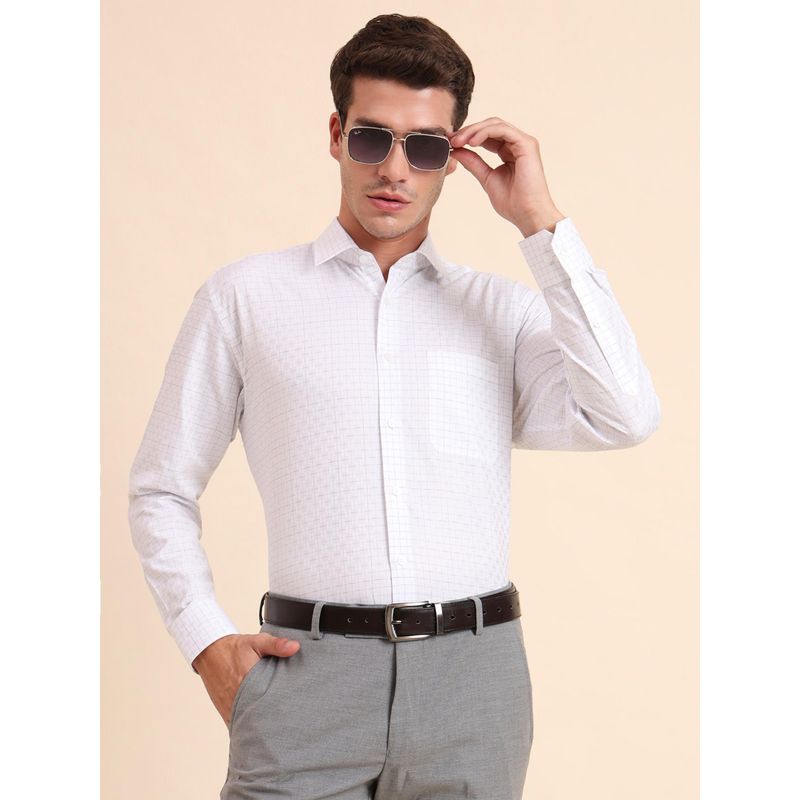 JadeBlue Regular Fit White & Blue Checks Cotton Formal Shirt (39)