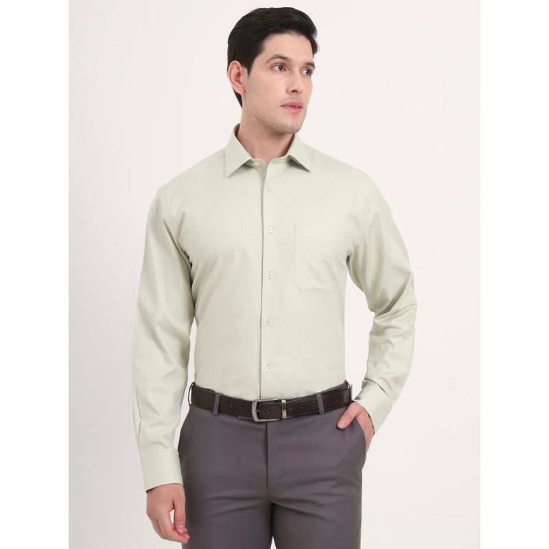 JadeBlue Regular Fit Pista Green Cotton Formal Shirt (39)