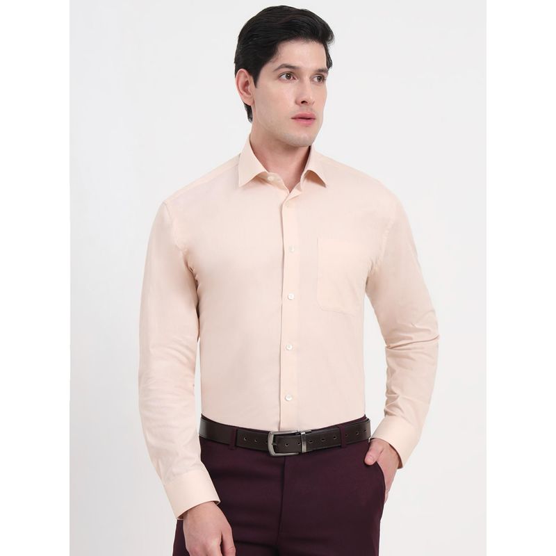 JadeBlue Regular Fit Cream Cotton Formal Shirt (38)
