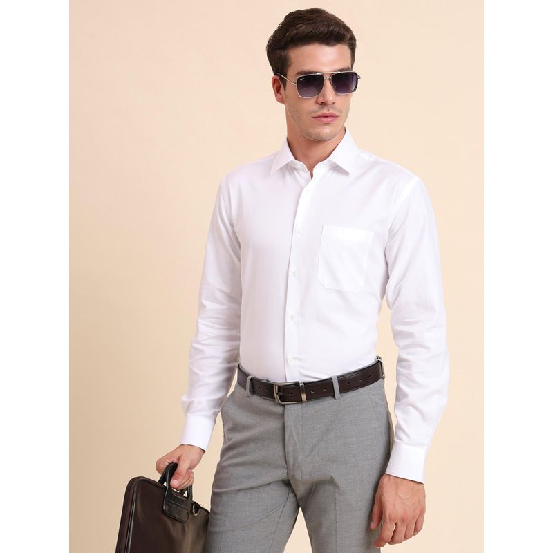 JadeBlue Regular Fit White Cotton Formal Shirt (39)