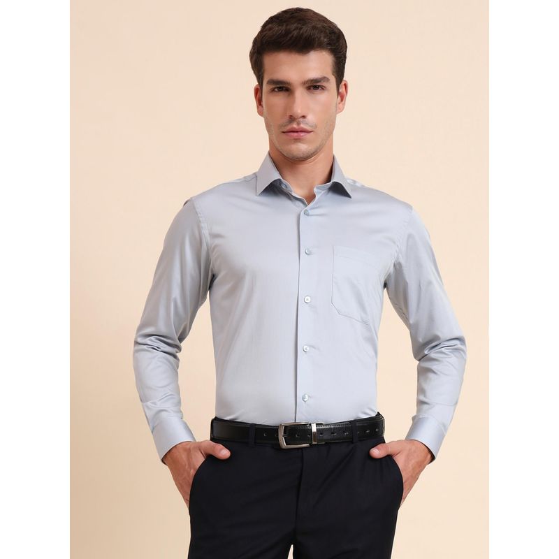 Metal Slim Fit Metal Sky Blue Cotton Formal Shirt (38)
