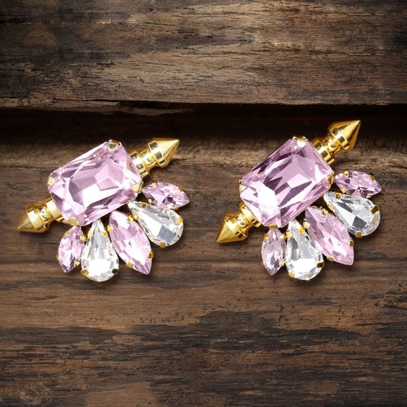 Zaveri Pearls Crystal Shine Pink Stones Contemporary Stud Earring   ZPFK7525