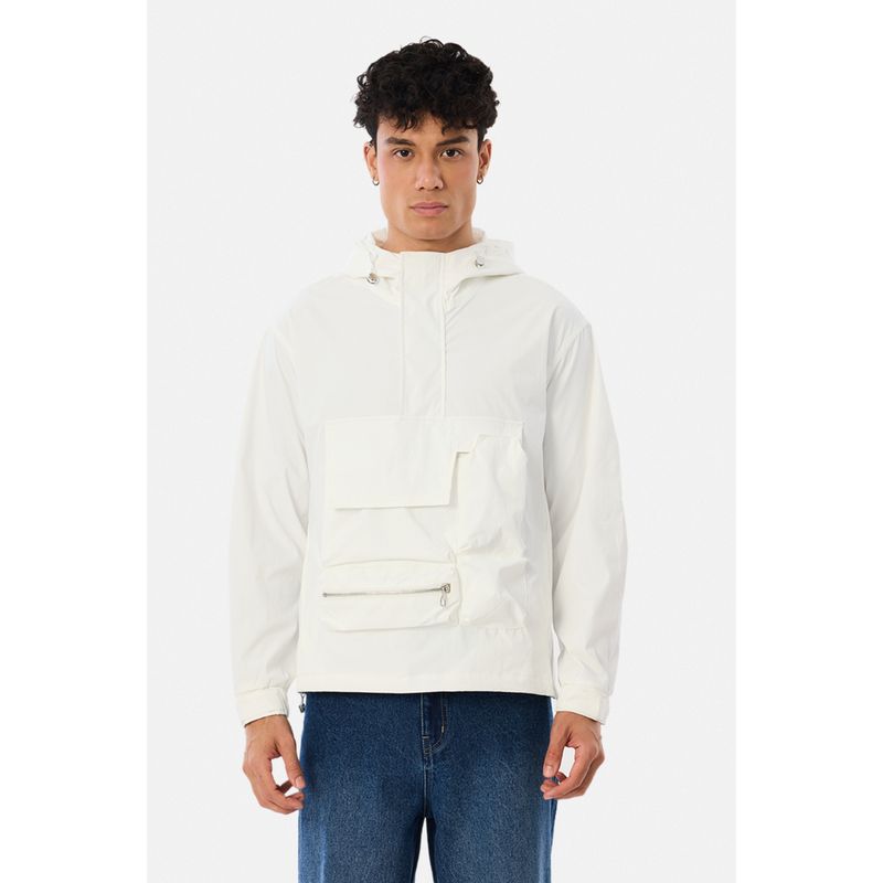 Snitch White Solid Full Sleeves Regular Casual Hoodie for Men (L)