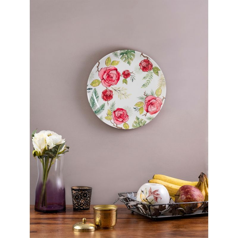 KOLOROBIA Misty Morning Roses White Decorative Wall Plates 8 Inch