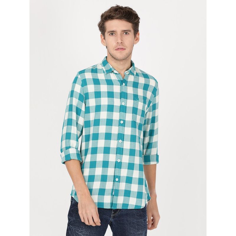 Lee Men Checked Blue Shirt (Slim) (S)