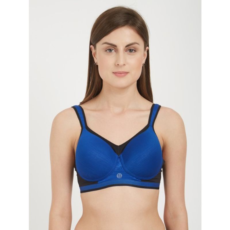 SOIE Womens Full Coverage High Impact Padded Non-Wired Sports Bra - ROYAL BLUE (34C)