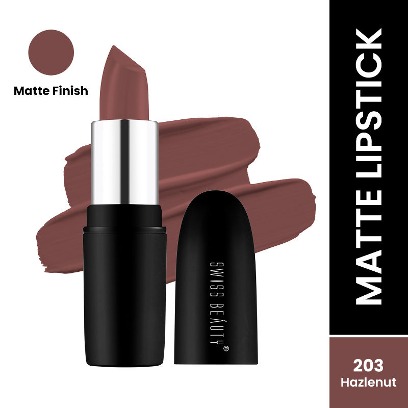 Swiss Beauty Pure Matte Lipstick - 203 Hazelnut