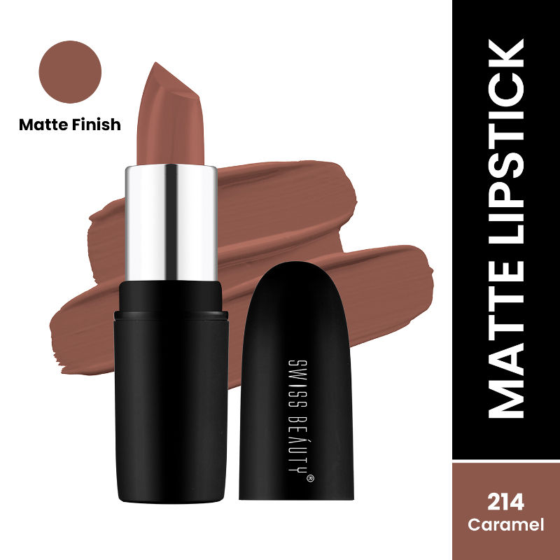 Swiss Beauty Pure Matte Lipstick - 214 Caramel