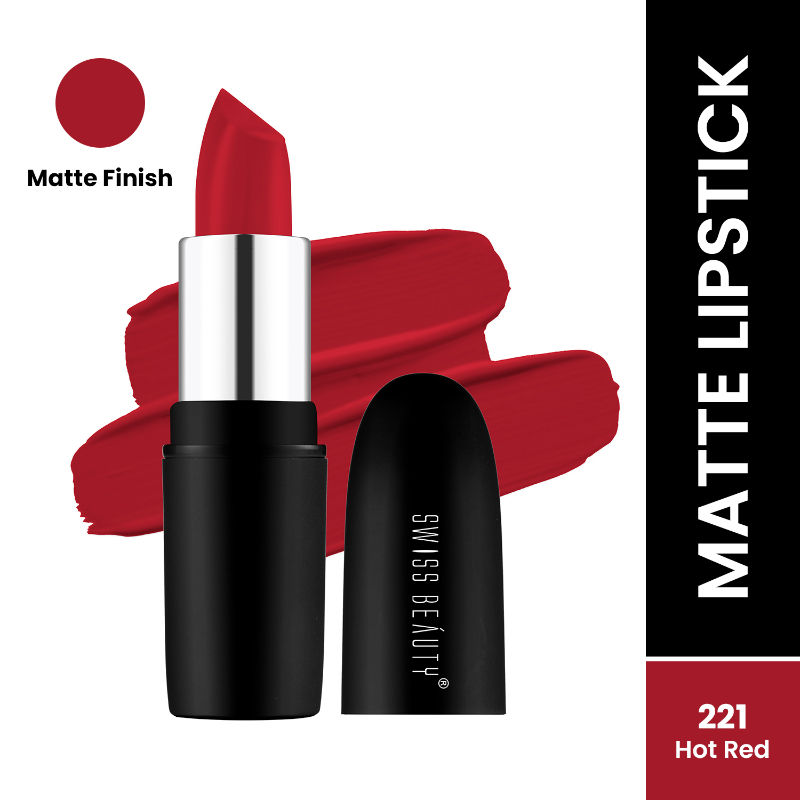 Swiss Beauty Pure Matte Lipstick - 221 Hot Red