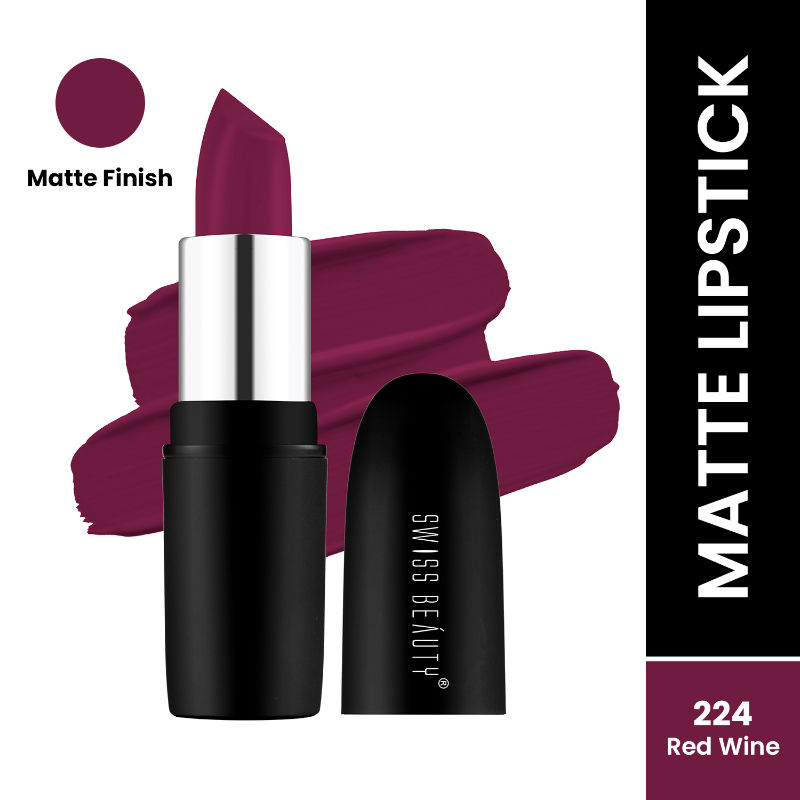Swiss Beauty Pure Matte Lipstick - 224 Red Wine