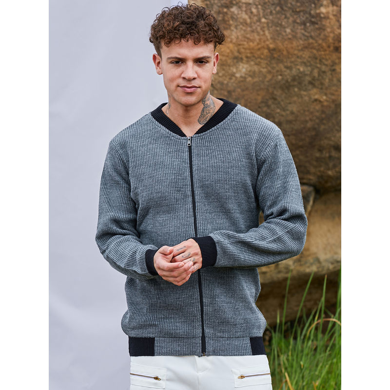 CAHOOT Dark Grey Zip-Front Knitted Jacket (S)