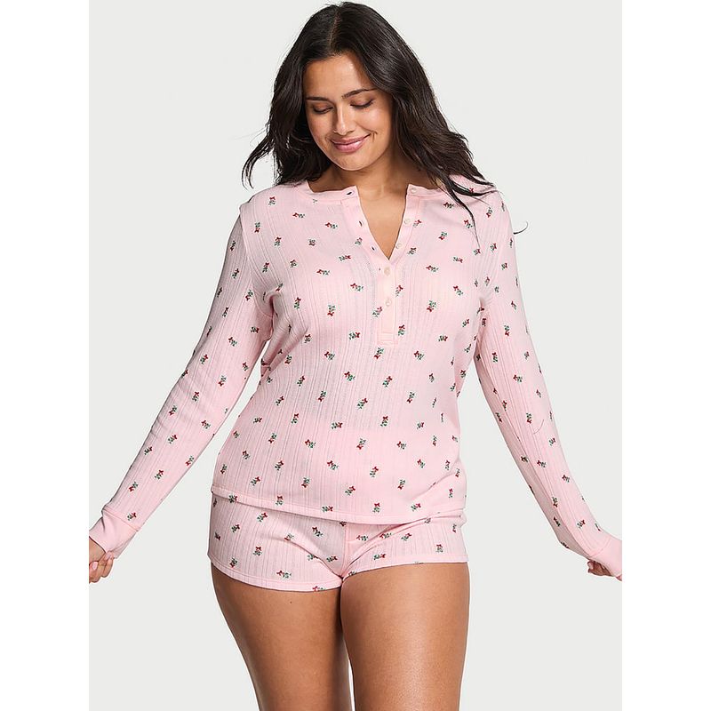 Victoria's Secret Cozy Pointelle Henley Short Nightsuit (S)