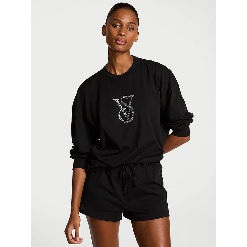 Victoria's Secret Cotton Shine Long-Sleeve Short Nightsuit (XS)