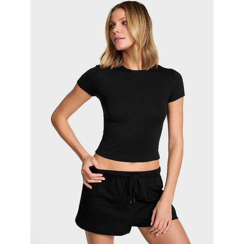 Victoria's Secret Ribbed Modal Fitted Tee Black (M)