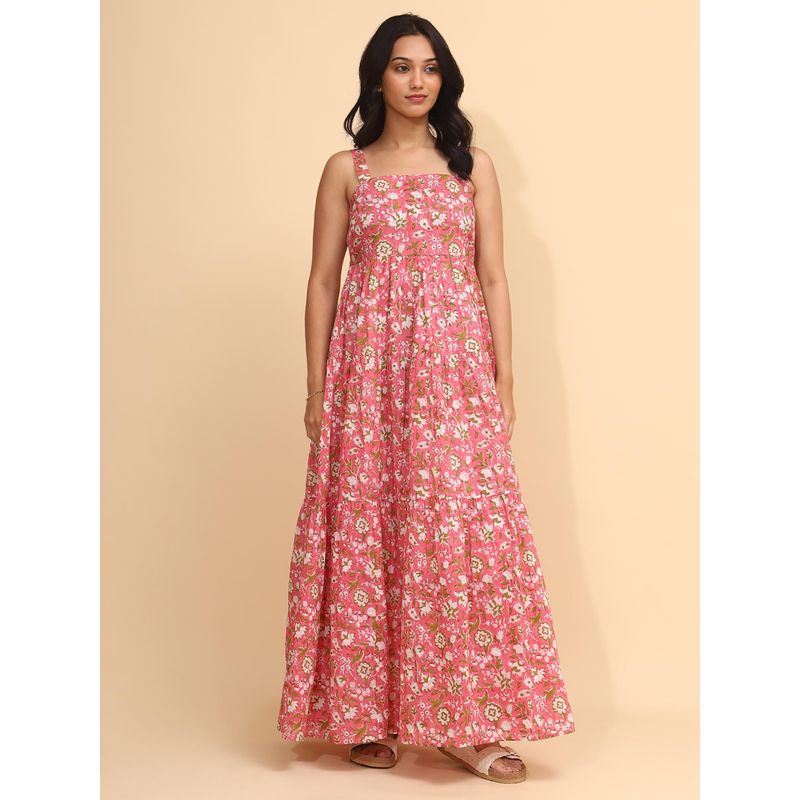 YELLOW BLOOM Long Dress With Delicate Floral Motifs Gulbagh (XS)