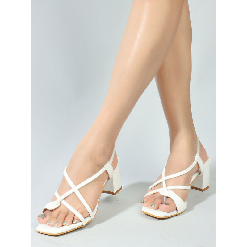 Iconics White Back Strap Party Women Sandals (EURO 38)