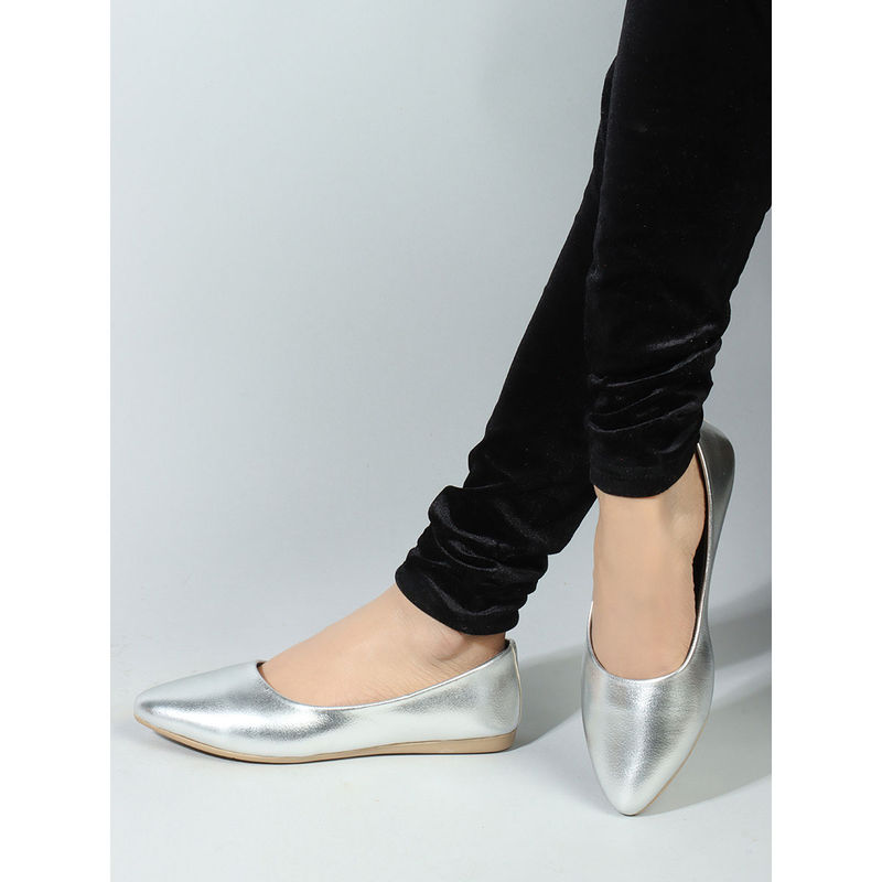 Iconics Silver Slip-On Casual Women Ballerinas (EURO 37)