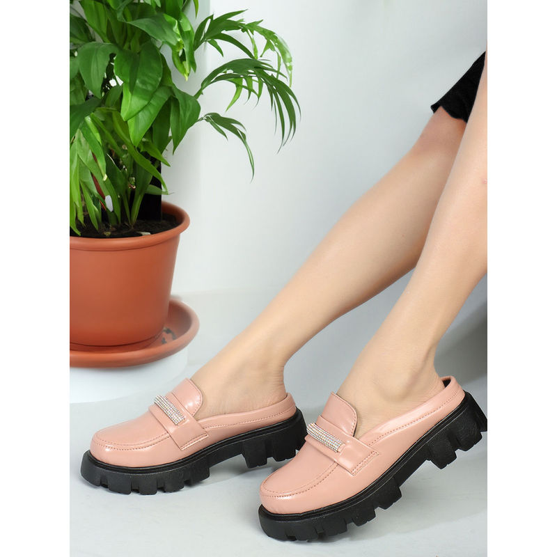 Iconics Peach Slip-On Party Women Loafers (EURO 38)