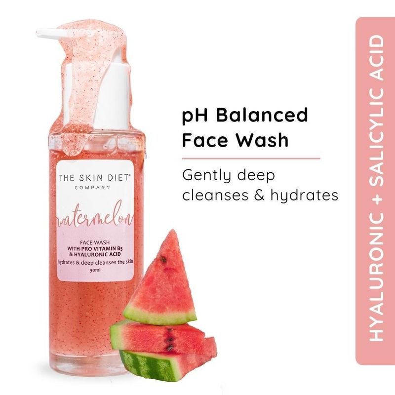 THE SKIN DIET COMPANY Watermelon Hyaluronic + Salicylic Acid Face Wash for Dull, Dry & Oily Skin