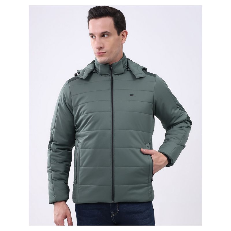 Monte Carlo Green Men's Hooded Neck Full Sleeve Jacket (3XL)