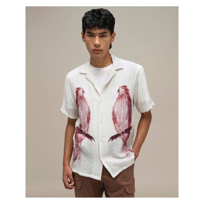 Mufti Light Off White Graphic Shirt (M)