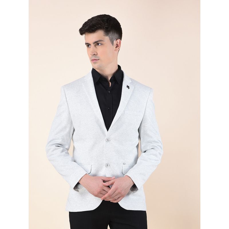 Cantabil Men White Premium Regular Fit Notched Collar Casual Blazer (38)