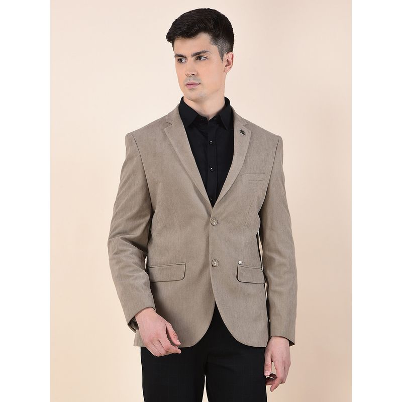 Cantabil Men Taupe Premium Regular Fit Notched Collar Blazer (42)