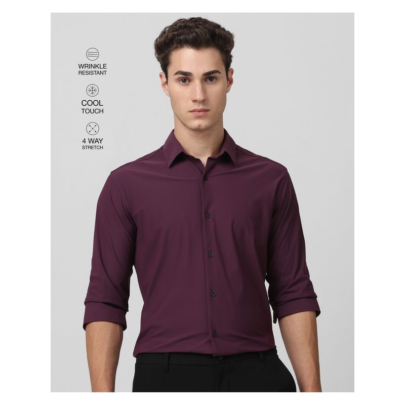 Mufti Rich Burgundy Red Solid Shirt (2XL)