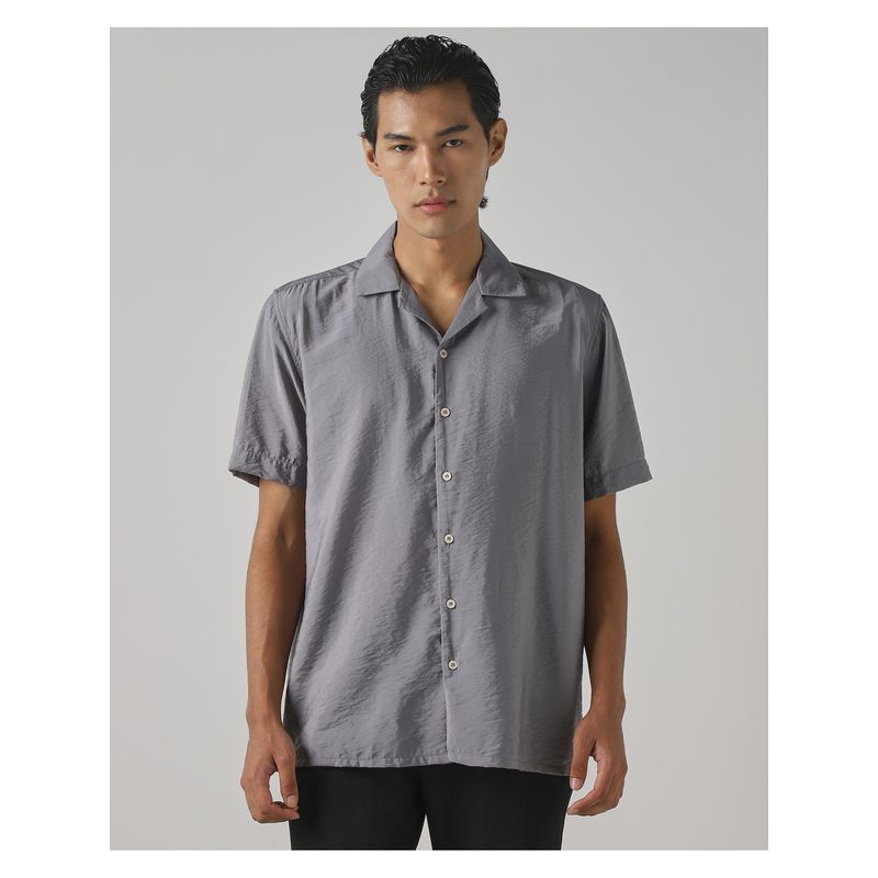 Mufti Muted Slate Grey Solid Shirt (M)