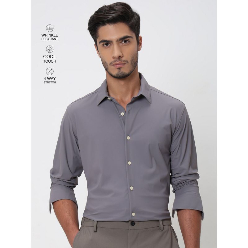 Mufti Muted Solid Slate Grey Shirt (M)