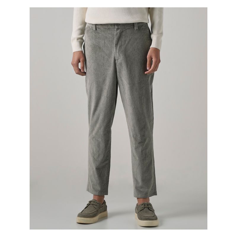 Mufti Muted Grey Textured Pant (32)