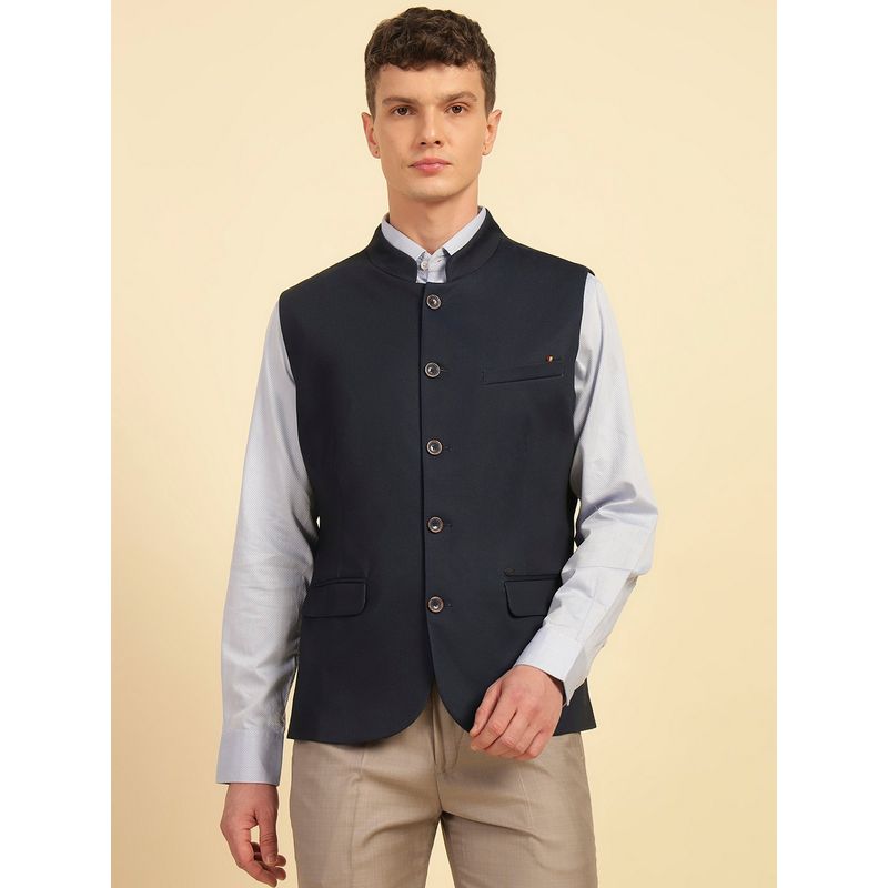 Cantabil Men Navy Blue Breathable and Soft Regular Fit Waist Coat (42)