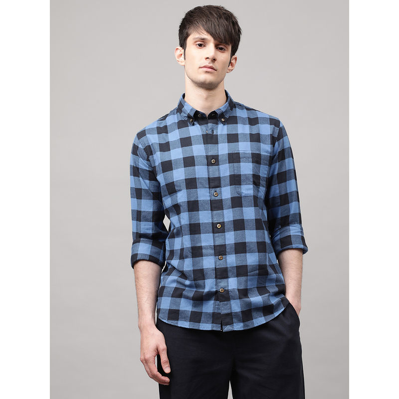 Matinique Federal Blue Checked Button Down Collar Shirt (M)