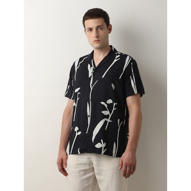 Selected Black Printed Short Sleeves Shirt (S)