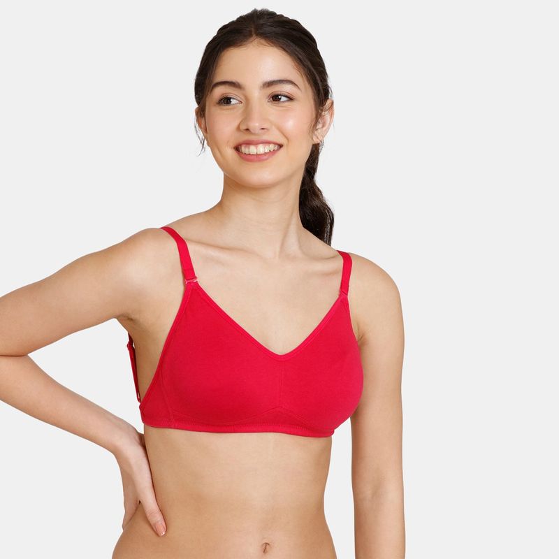 Zivame Beautiful Basics Double Layered Non Wired 3-4Th Coverage Backless Bra - Cerise - Red (38B)