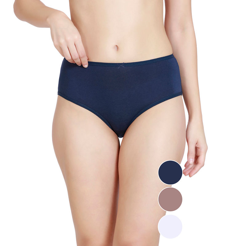 Nykd by Nykaa PO3 Mid rise Hipster Cotton Stretch Medium Coverage Panty Multicolour-NYP033 (M)