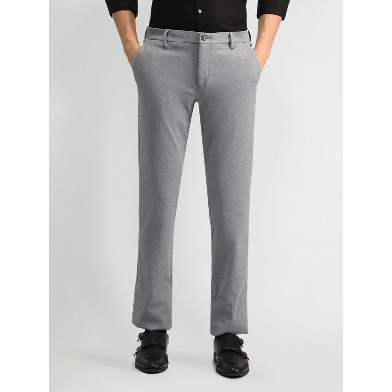 Arrow Solid Grey Polyester Trouser (30)
