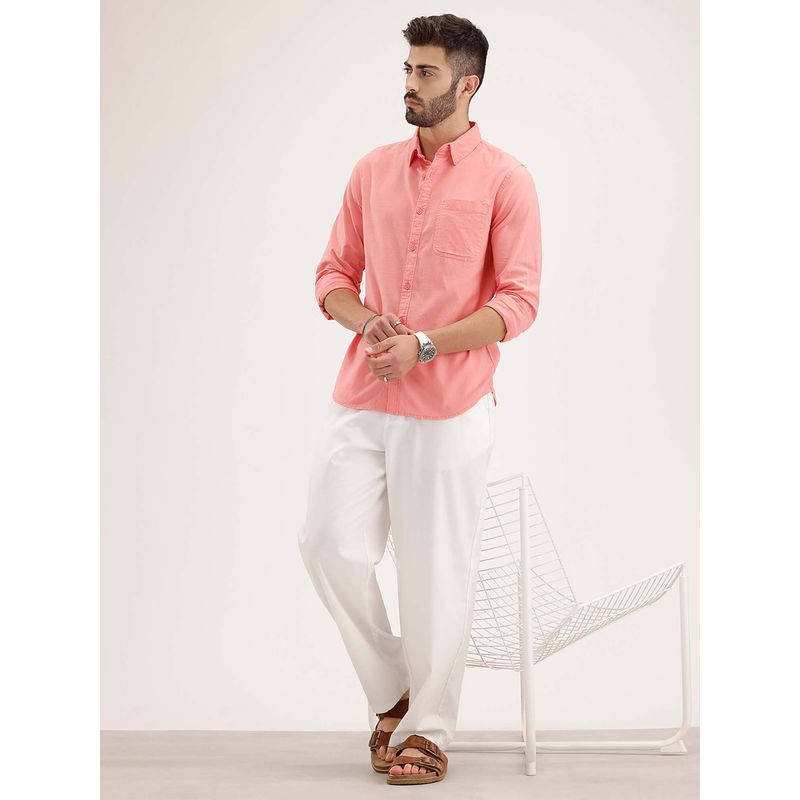 WROGN Regular Fit Solid Cotton Shirt - Pink (S)