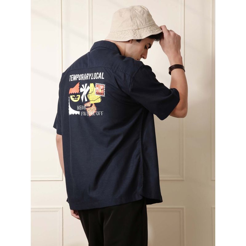 WROGN Temporary Local Printed Shirt - Navy Blue (M)