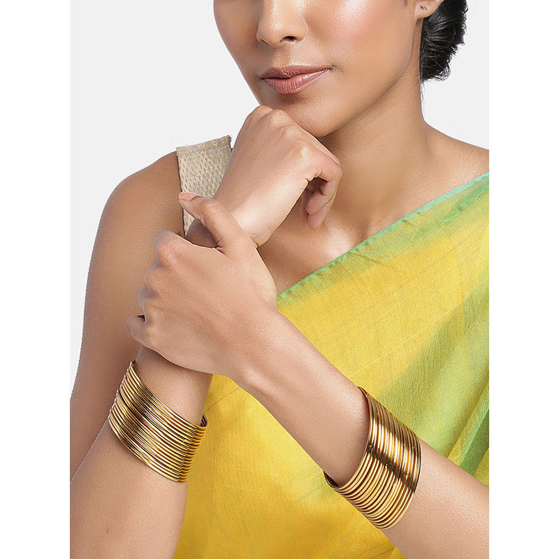 Peora Traditional Antique Look Golden Oxidised Bangle (Pack of 36) (2.8)