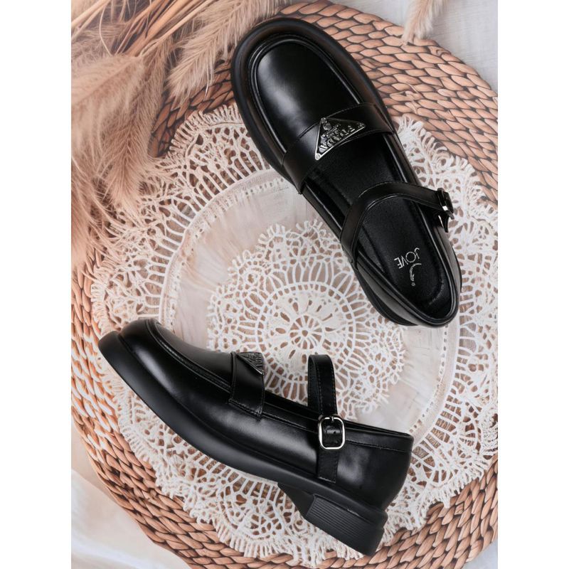 Jove Women Black Solid Mary Jane Ballerinas Black (EURO 36)