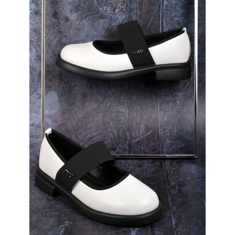 Jove Women White Metallic Mary Jane Ballerinas White (EURO 36)