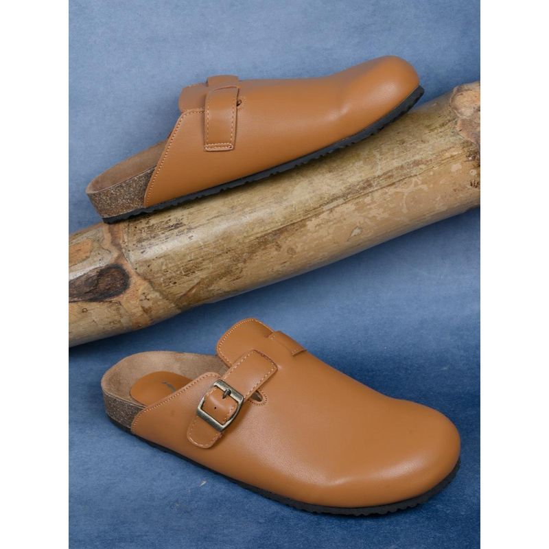 Jove Women Camel Solid Mules Brown (EURO 36)